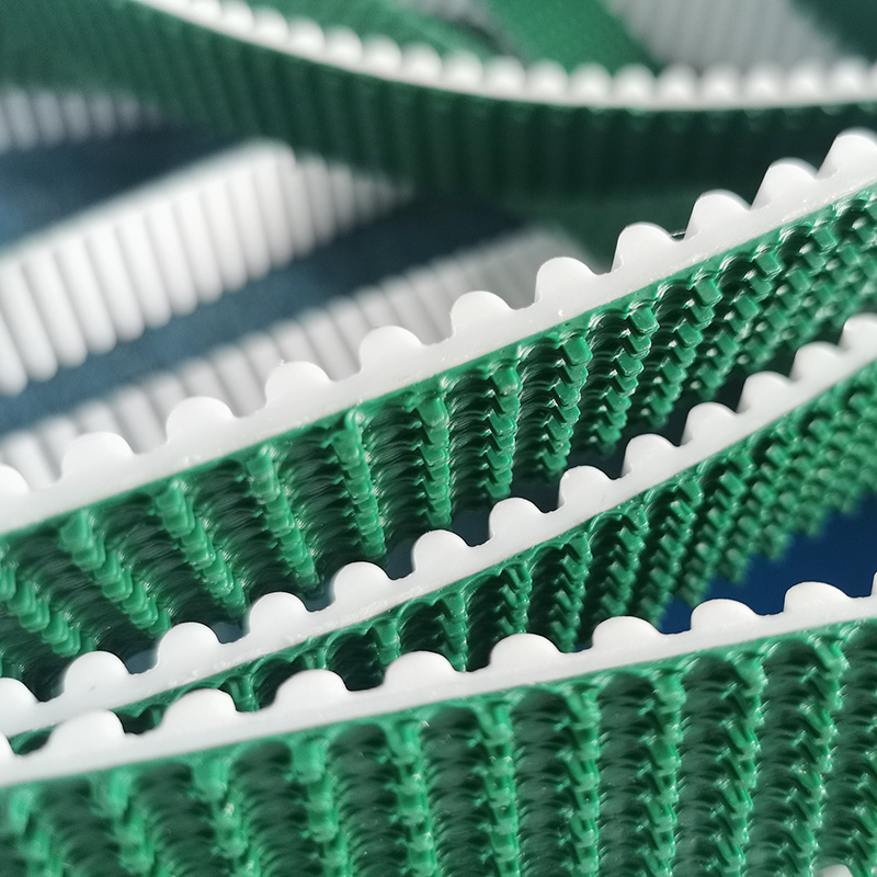 草綠花紋傳動皮帶 加PVC草紋爬坡輸送環(huán)形無縫一體聚氨酯PU同步帶